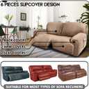 ULTICOR Extra Wide 75" - 100", Reclining 2 Seater Sofa, Extra Wide Reclining Love Seat Slipcover, 6-Piece Velvet Stretch, Reclining Sofa Covers, Thick, Soft, Washable (Sand)