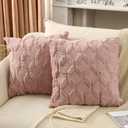 Fancy Homi 
Set of 2 Decorative Throw Pillow Covers 16x16 Inch Soft Plush Short Wool Velvet Square Pillow Case Pink Cushion Cover for Couch Sofa Bedroom Outdoor (16"X16", Pink)