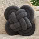 Xiashrk Knot Pillow Ball, 12" Soft Decorative Throw Pillows for Couch Bed, Dark Gray Knotted Plush Throw Pillow Handmade Square Cushion Home Couch Decor Pillows for Living room