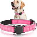 Waterproof AirTag Dog Collar - Reflective Comfortable Dog Collars with Air Tag Holder - GPS Dog Tracker Collar with Quick Easy Install - for Large Medium Small Dogs(Pink, XL)