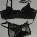 Lilosy Sexy Floral Embroidered Mesh Women Underwire Push Up Lingerie Set (Medium)