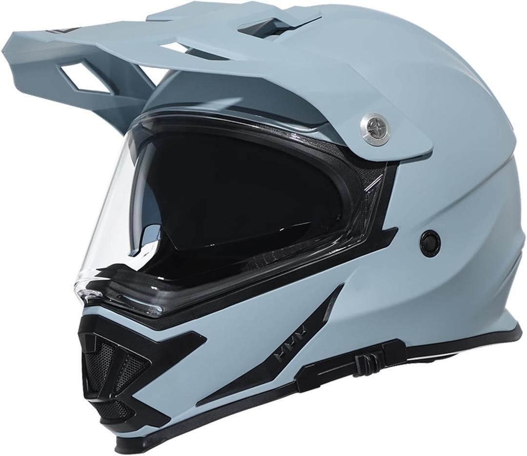 TRIANGLE Dual Sport Motorcycle Helmet Dirt Bike Helmets ATV Full Face Helmet for Adults Men with Internal Sunshield DOT Approved (Small, Gray) TRIANGLE Dual Sport Motorcycle Helmet Dirt Bike Helmets ATV Full Face Helmet for Adults Men with Internal Sunshield DOT Approved (Small, Gray)