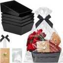 Wonderjune 20 Pcs Valentines Day Gift Baskets Empty To Fill Baskets For Gifts Empty With Gift Bag Bow Valentines Gifts Storage Basket Bulk for Wedding Party Wrapping(Black), 1 Count