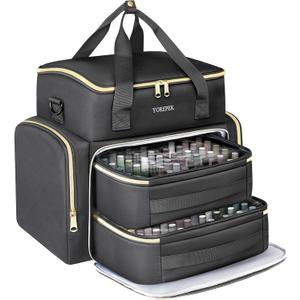 YOREPEK Extra Large Nail Polish Organizer Case Holds 96 to 100+ Bottles (15ml/0.5 fl.oz) UV lamp, Gel Polish Travel Case Bag with 2 Removable Pouches Fits Nail Suppiles, Gift for Manicurist, Girls