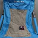 AKSOUL Folding Beach Chair for Adults: Low/High Back Chairs with Carry Bag - Extra Wide Seat Chair with Comfortable Pillow & Storage Pocket (1 Pack, Blue)