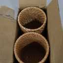 2 Pcs Rattan Pencil Holder Desk Organizer, Handmade Woven Stationery Storage Organizer Pen Holder Cosmetic Brush Pot Stand (Cylinder)