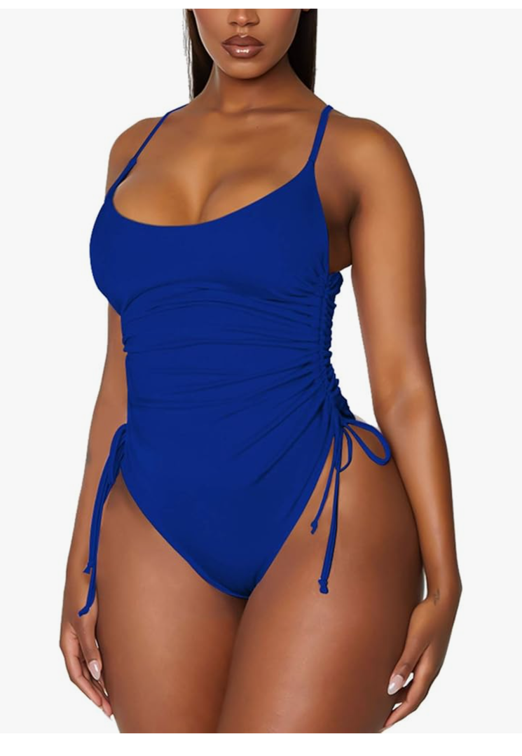 Viottiset Women's Ruched High Cut One Piece Swimsuit Tummy Control Bathing Suit Monokini XL