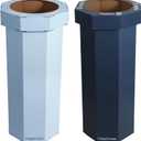 happimess HPM1302B-2SET Fleur 25-Gallon Traditional Classic Disposable Corrugated Cardboard Event Trash Can and Recycling Bin for Home, Kitchen, Bathroom, Tide Pool Blue/Denim Blue (Set of 2)