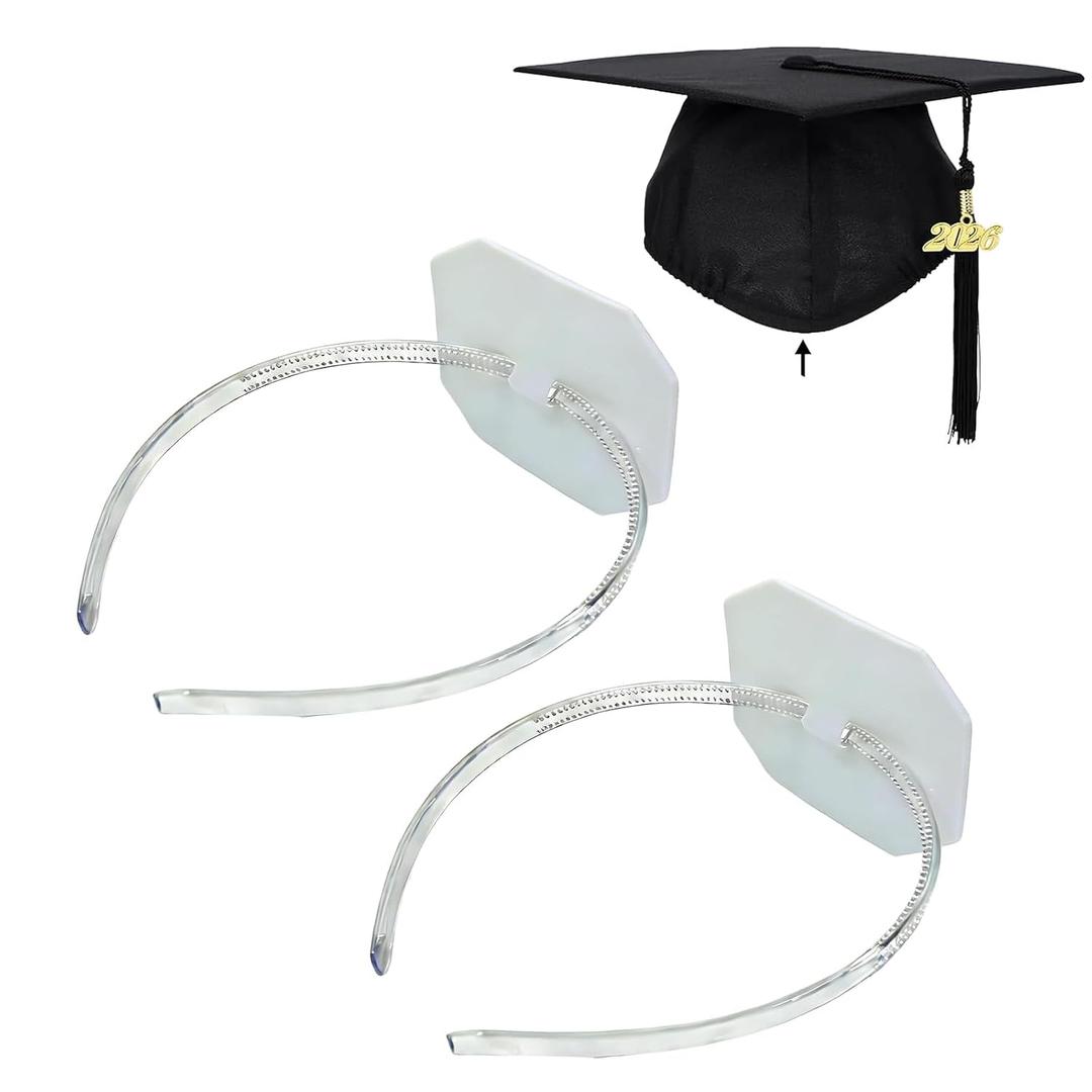 2 x 2pcs Graduation Cap Headband Insert for Women Grad Cap Headband Clear Firm Anti-fall Hair Band for Graduation Hat Holder for Graduates,Students,Girls (2, Clear)