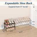 ENJOYBASICS 2 Tier Expandable Shoe Rack for Closet, Free Standing Metal Shoe Shelf Storage Organizer Holder 12 Pairs, Adjustable Width Shoe Rack for Entryway Small Space, Black
