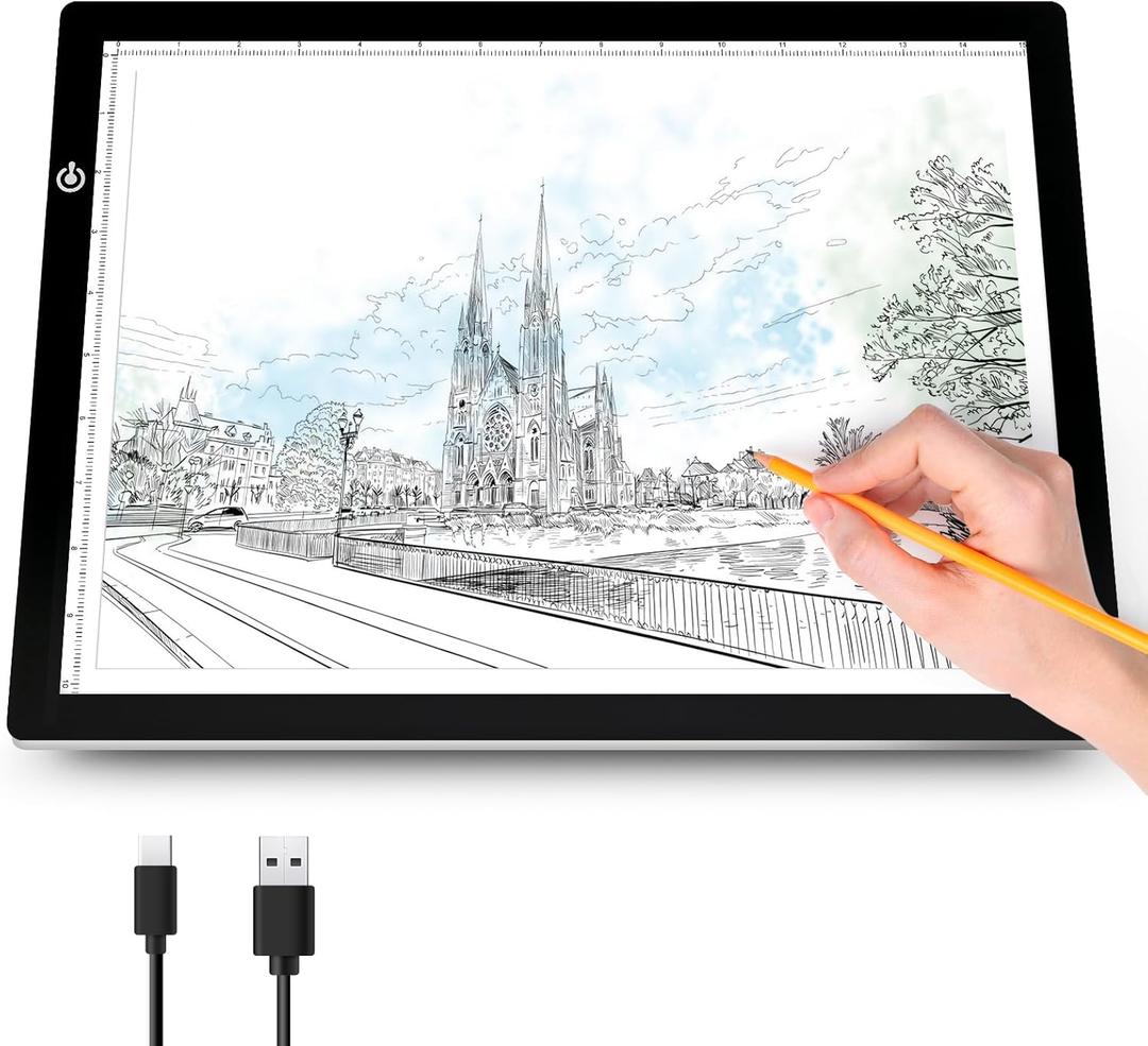 LooEooDoo A3 Light Pad for Diamond Art Bright Board, Tracing Light up Box for Weeding Vinyl, Ultra-Thin Copy Board with Adjustable Brightness for Drawing, Sketching, Animation (Black)