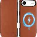 SHIELDON Slim Wallet Case for iPhone Air 6.5-inch 2025 | Genuine Leather, Wireless Charging, Folio Magnetic Closure, RFID Blocking Card Holder, Shock-Absorbing Phone Cover - Retro Brown