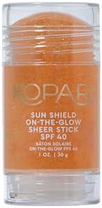 Kopari Sun Shield On-The-Glow Sheer Sunscreen Stick SPF 40, Sweat and Water Resistant Roll On Sunscreen For Face and Body with Vitamin E and Bisobolol, 1oz
