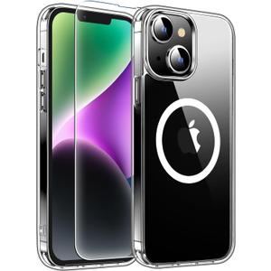 4 x for iPhone 14 Case,[Compatible with Magsafe][Anti-Yellowing] with Screen Protector,Slim Thin 10 FT Shockproof Phone Case 6.1 inch-Clear