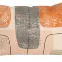 Bloomingville Cotton Jacquard Printed Lumbar Pillow with Abstract Design and Tassels, Multicolor, 20” L x 14” H