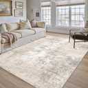9x12 Washable Area Rug Beige Grey Abstract Non Slip Soft Low Pile Rug for Living Room Bedroom Dining Room Office Neutral Modern Indoor Large Throw Carpet for Home Decor