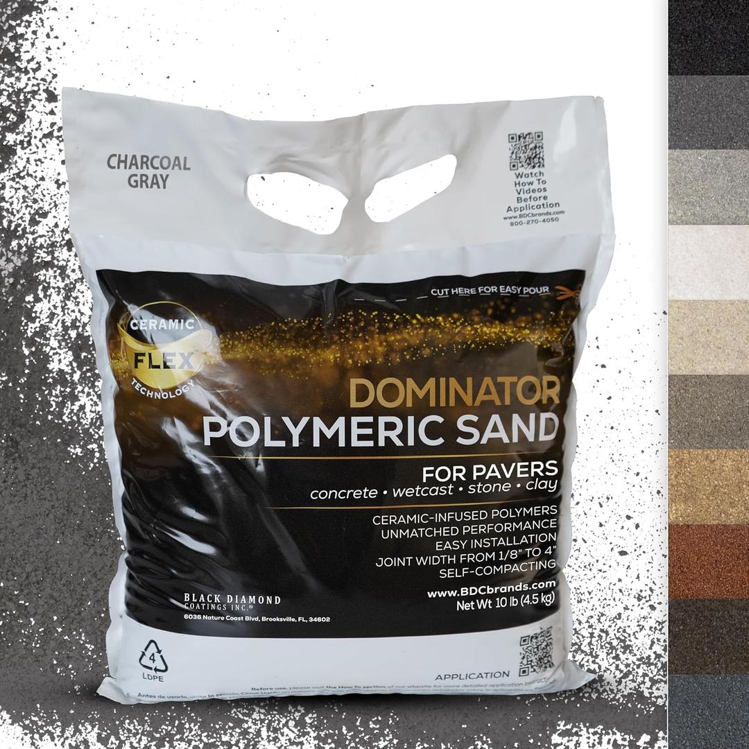 10 Pound Charcoal Gray DOMINATOR Polymeric Sand with Revolutionary Ceramic Flex Technology for Stabilizing Paver Joints/Gaps, 1/8 up to 4, Professional Grade Results