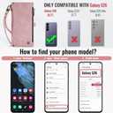 Defencase for Galaxy S26 Case Wallet with RFID Blocking Card Holder for Women Men, Elegant PU Leather Magnetic Snap Flip Wristlet Strap Zipper Wallet Phone Cases for Samsung Galaxy S26 5G 6.3", Pink