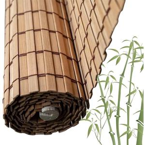 95% Blackout Bamboo Roller Blinds for Patio Porch Cordless Sun Shade Privacy Screen Window Blinds W24" (Carbonized)