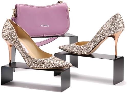 Purse Display Stand Balck 3 Risers Display Stands Stainless Steel, Heavy Duty Countertop Shoes Stand Handbag Holder Risers for Home Boutique Retail Store Vendor Display Bags Perfume Jewelry Craft