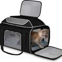 Petskd Top-Expandable Pet Carrier 19x13x9 Inches Southwest Allegiant Airlines Approved, Soft-Sided Carrier for Small Dog Under 12 lbs and Large Cat Under 15 lbs(Black)
