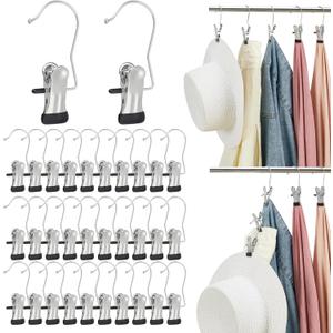 200PCS Boot Hangers Clips for Closet Stainless Steel Clothes Hooks Clip Laundry Hooks Clothes Pins Hanging Clips Portable Clip Hangers Clothespins Hanger for Wardrobe Organization