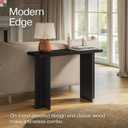 Fluted Console Table - Small Entry Desk for Narrow Spaces - Modern, Mid-Century Home Decor - Living Room Furniture - Solid Wood Entryway Table - Fluted Cross Bass and Rectangular Top (Black)