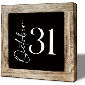 October 31 Fall Decor Sign Solid Wooden Halloween Sign Halloween Decor Autumn Wooden Signs For Home Farmhouse Table Signs 5.9x5.9 Inch