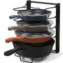 SIMPLE HOUSEWARE 5 Compartments Height Adjustable Pan Organizer, Black