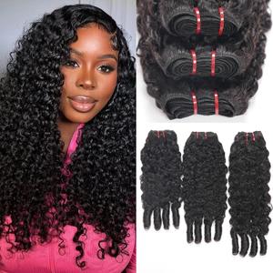 Burmese Curly Bundles Human Hair 20 22 24 Inchs 100% Unprocessed 3c4a Quick Weave Water Wave with Spiral Curly End Real Human Hair Extensions Natural Black