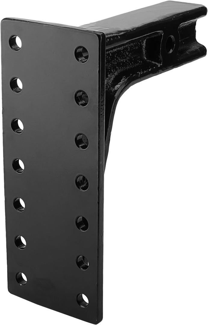 Pintle Hook Hitch Mount, Adjustable 6 Positions for 2-1/2-Inch Trailer Hitch Receiver, 20,000 lbs Capacity, 12-1/2" Height Plate, 10-3/4" Shank, Black Carbide Powder Coat