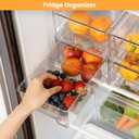 4 Pack Stackable Storage Drawers with Handles, Easy Assembly Clear Acrylic Fridge Organizer, Refrigerator Organizers and Storage for Kitchen, Under Sink, Pantry, Bathroom