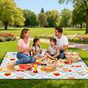 Extra Large Picnic Blanket Waterproof,80"x 80"Foldable Machine Washable Beach Blanket,Outdoor Blanket for 6-8 Adults,Suitable for Indoor Crawling,Park Beach,Camping,Hiking,Family Travel(Fruit)
