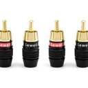Sewell Deadbolt RCA Plugs, 2 Pairs, Fast-Lock Technology, 24k Gold Plated Speaker Plugs, Premium Solderless SW-32888-2