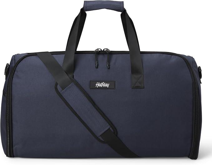 Halfday Convertible 2-in-1 Garment Duffel Weekender 45L, Carry On, Marine
Durable & Water-Resistant, Protects Garments, Hanging Suit Compartment, Shoe Pockets, Trolley Sleeve, 3-5 Days of Clothes