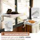 Window Sill Cat Perch with Large Bolster, Strong Metal Frame, Tool-Free, Easy to Assemble & Adjust, Suction Cups, Perfect for Window Sills, Bedside and Glass (Gray, Large)