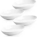8.6" Oval Serving Bowls Set of 4, 24 oz White Ceramic Oval Bowls for Food, Small Serving Dish for Salad, Pasta, Side Dishes, Fruit, Snacks, Microwave Dishwasher Oven Safe