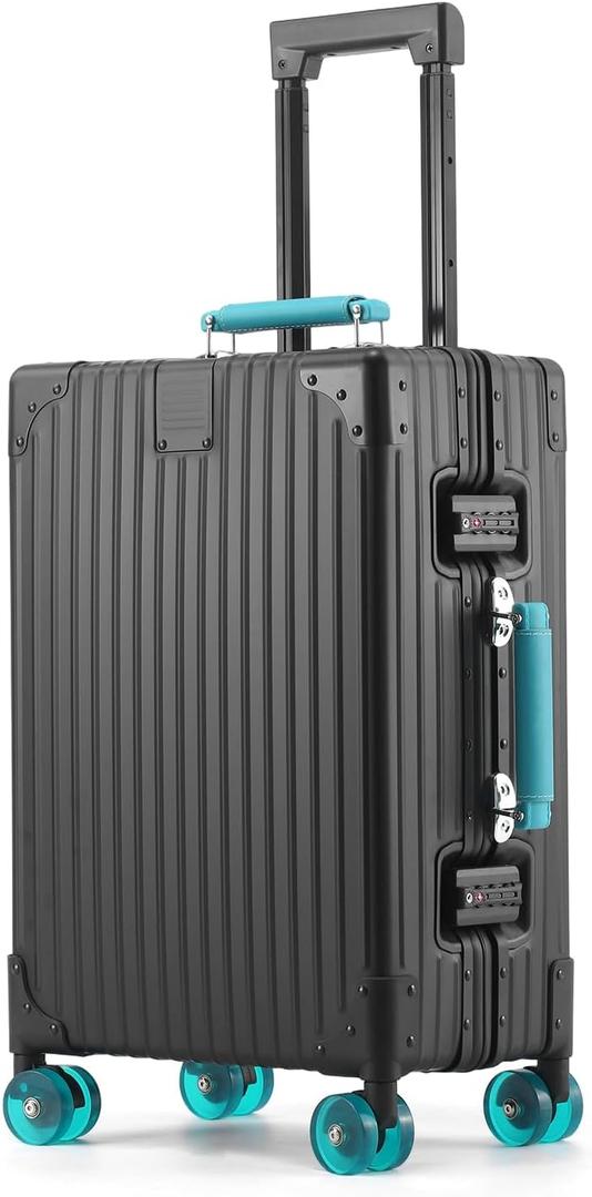 All Aluminum Zipperless Luggage, Hard Shell Suitcase with Wheels, 20IN