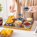 vancasso 4 Oz Ramekins Oven Safe Set of 6, Bohemian Creme Brulee Ramekins, Colorful Souffle Dishes, Pudding Custard Cups for Baking, Small Ceramic Bowls for Dipping Sauce, Ice Cream