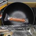 WANGYUANJI Cast Iron Wok Pan with Lid, 10.2 Inch Small Flat Bottom Stir Fry Skillet, Uncoated Traditional Chinese Iron Pot for 1-2 People, Compatible with Induction & Gas Stoves (steel Spatula-WOK)