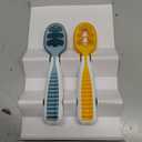 NumNum Baby Spoons Set, Baby Essentials Pre-Spoon GOOtensils for 6+ Months, First Stage Self-Feeding Spoons for Baby Led Weaning (BLW), Silicone Toddler Utensils, BPA-Free, 2 Pack Blue/Orange