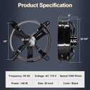 Hiorucet 20 Inch Wall Mounted Attic Gable Vent Fan with Adjustable Temperature Thermostat Control, 60HZ, 115V, 1080R/min, 148W, Gable Mount Vent Attic Fan with Pure Copper Motor, High Speed Low Noise
