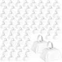 Boao 72 Pcs Metal Cowbells with Handle CowBells Noise Makers Small Call Bells for Christmas Decorations Ornament Football Games Sporting Events Wedding Party Sports, 3 x 2.8 x 2.5 Inch(White)