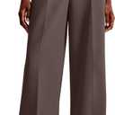 NIMIN Women Wide Leg Pants High Waisted Business Casual Work Trousers Dressy Pants with Pockets (Brown, M)