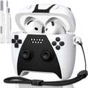 KOREDA for AirPods 4 Case Cover with Cleaner Kit, Cute Funny 3D Game Controller Design Silicone Protective Case with Lanyard for AirPods 4th Generation 2024 (White)