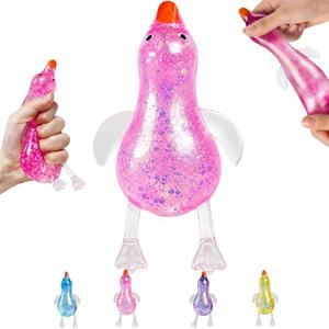 2 x Pink Glitter Duck Squishy Toy, Squishy Ducks Toys Stress Relief for Kids Adults, Big Duck Squishy, Soft Slow Rising Sensory Fidget Toys, Squeeze Toys for Anxiety Relief, Birthday
