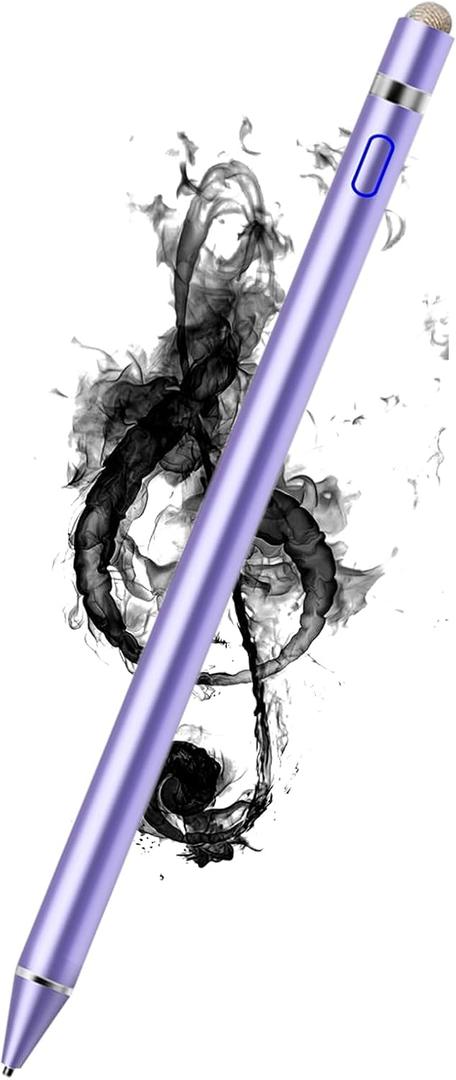 CMARS Active Stylus Pen for Touchscreen, Rechargeable Universal Pencil for iPad, Digital Fine Point Tablet Pens Compatible with Android/iPhone/iPad mini/Pro/Air/Samsung and More Tablet/Phone - Purple
