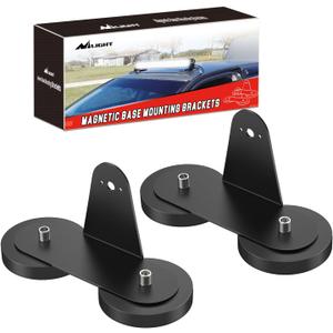 Nilight 2PCS Magnetic Base LED Light Bar Mounting Brackets, Powerful Sucker Holder for Straight Curved Side-Mounted Light Bar Mounting on Hood Roof, Black