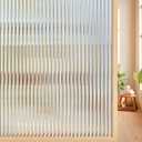 Coavas Reeded Glass Window Privacy Film, 3D Decorative Frosted Window Clings for Bathroom & Home, Day and Night Privacy, Peel & Stick Adhesive Film, (35.4x78.7 inch)