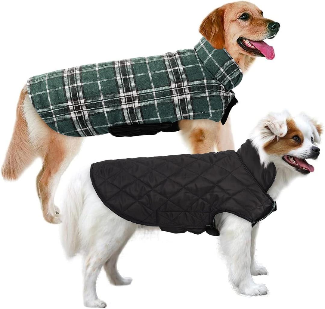 MIGOHI Dog Coat, Warm & Waterproof Winter Jacket for Small Medium Large Dogs, Reversible Dog Jacket, Green XL